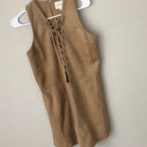 Suede lace up romper